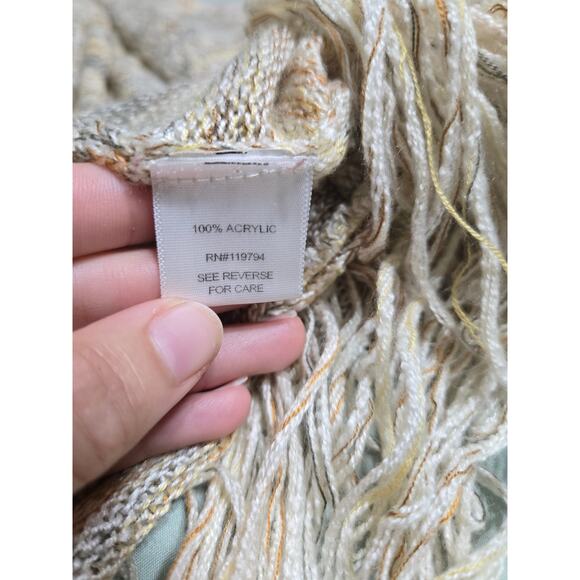 Live and let live large women's cream colored long knit open front cardigan - Picture 7 of 9